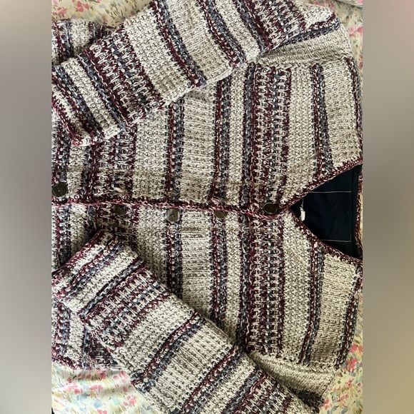 Laura Ashley Lundy Island Silk/Linen Woven Knit Button Front Cardigan Sweater - Picture 2 of 5